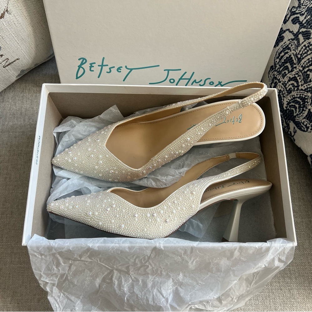 Betsey Johnson Clark Pearl Embellished Heels